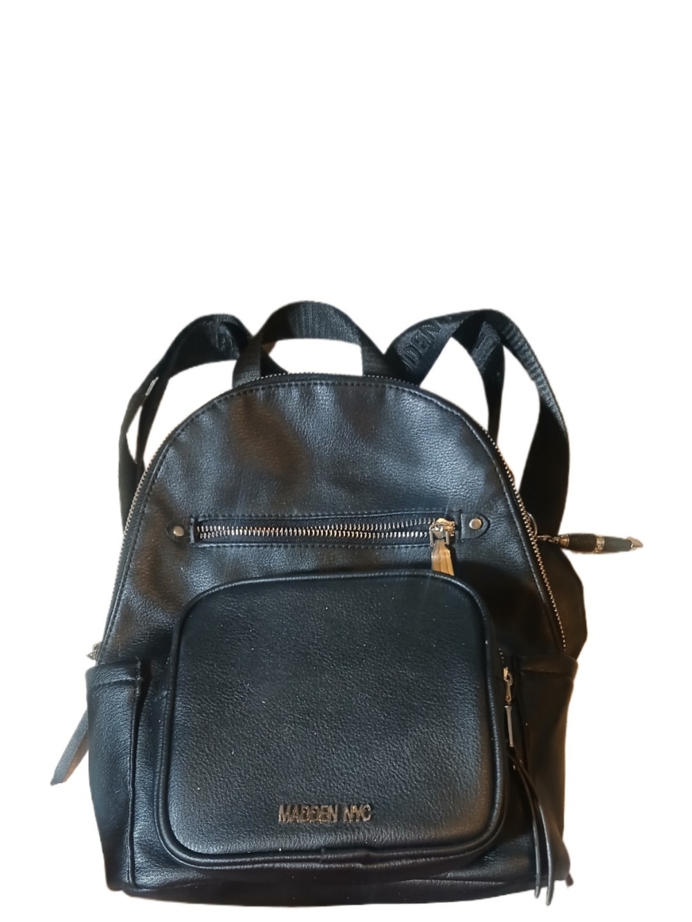 Madden NYC Black Leather Mini Backpack